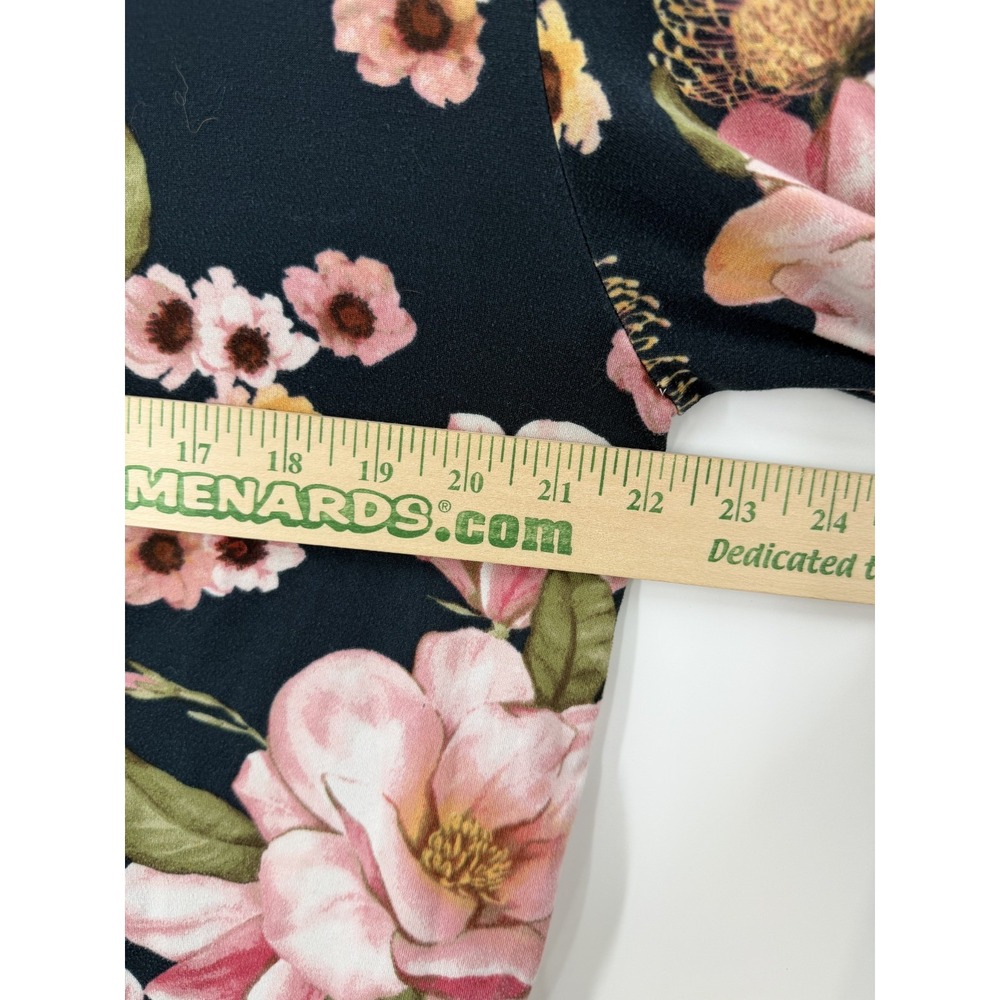 Room Service Women's Large Floral Pajama Set Button Up Top‎ Pants Pink Navy - Picture 7 of 12